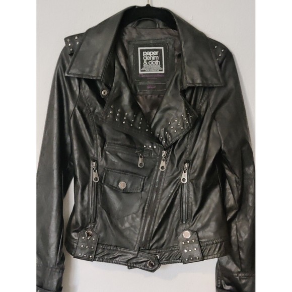 Faux Black Leather‎ Paper Denim & Cloth Stur Jacket Size Small - Picture 9 of 9